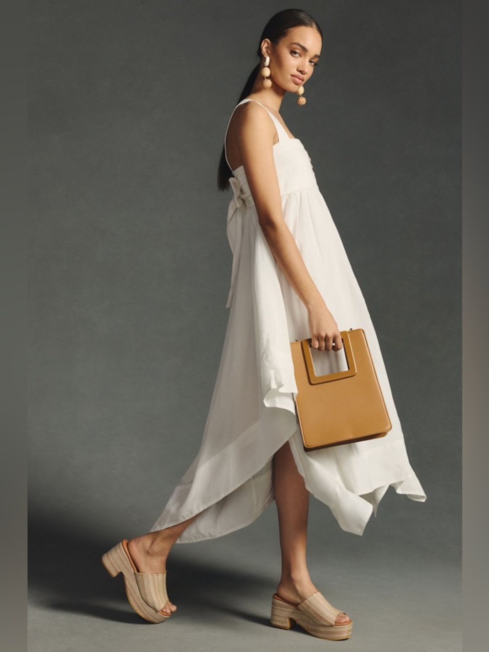 Anthropologie Pilcro White Asymmetrical Babydoll Midi Dress Size XS - Picture 12 of 13